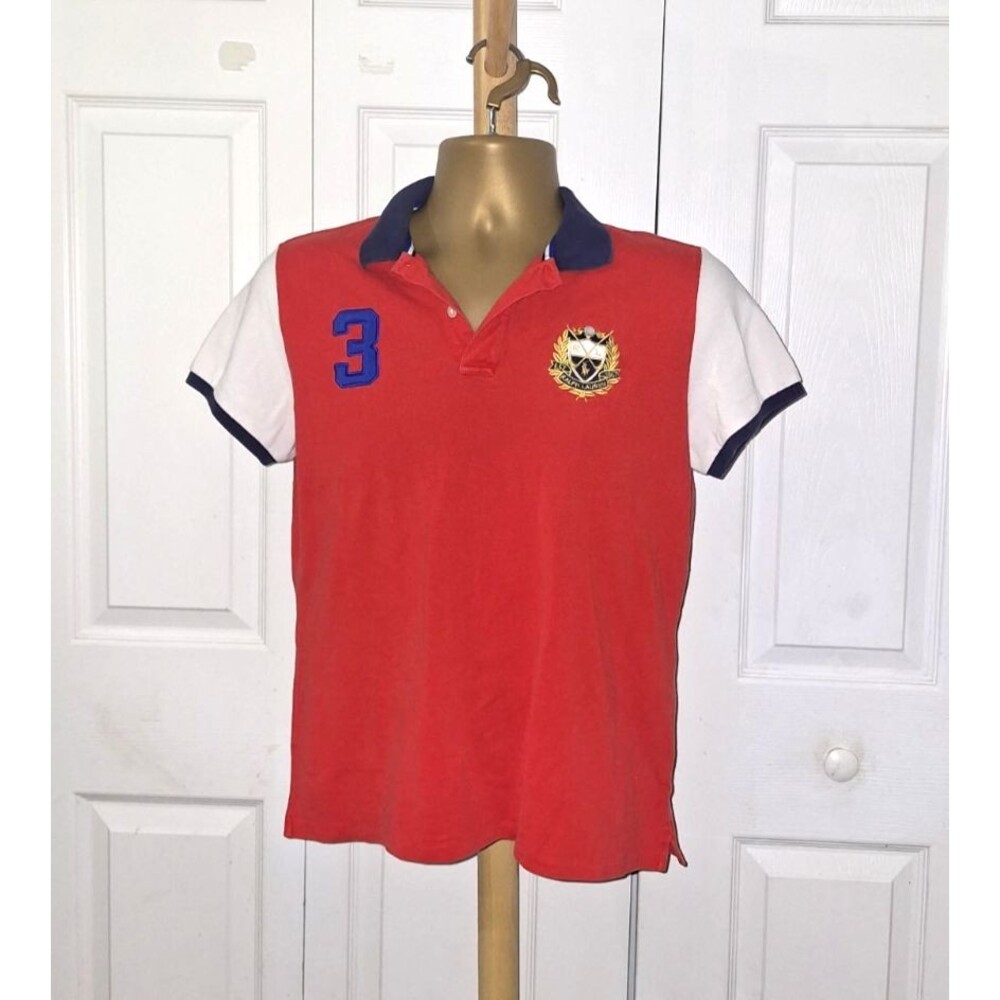 Ralph Lauren Golf Polo Shirt Women's Lge Big 3 Crest Colorblock Preppy Blokecore